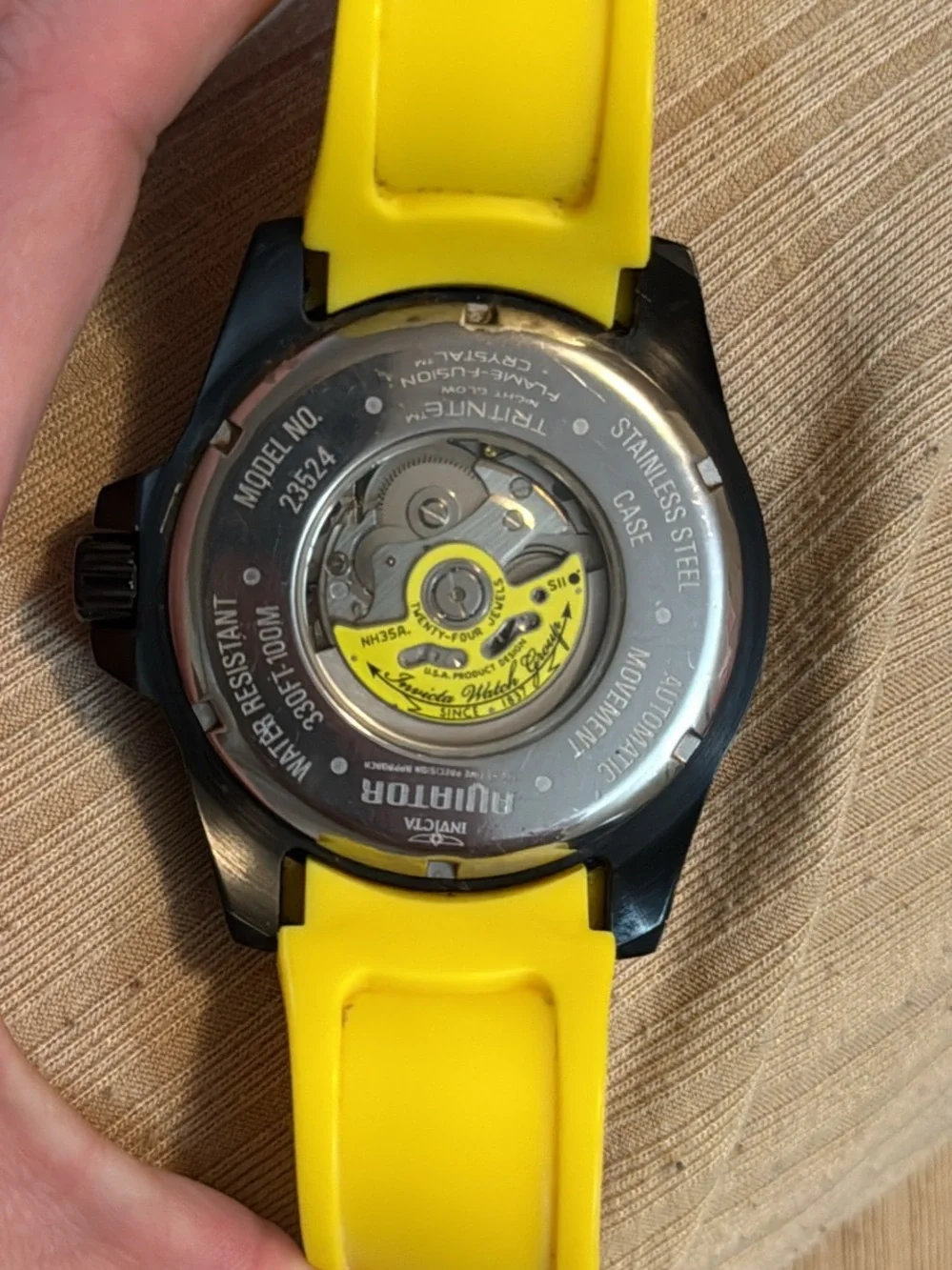 Invicta Aviator Automatic Men’s Watch (Model 23524) – Black & Yellow